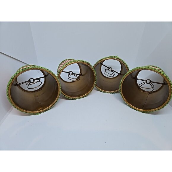 VTG 4 French Country Gingham Red/Green Clip-On Chandelier Lampshades Grannycore - Picture 10 of 15